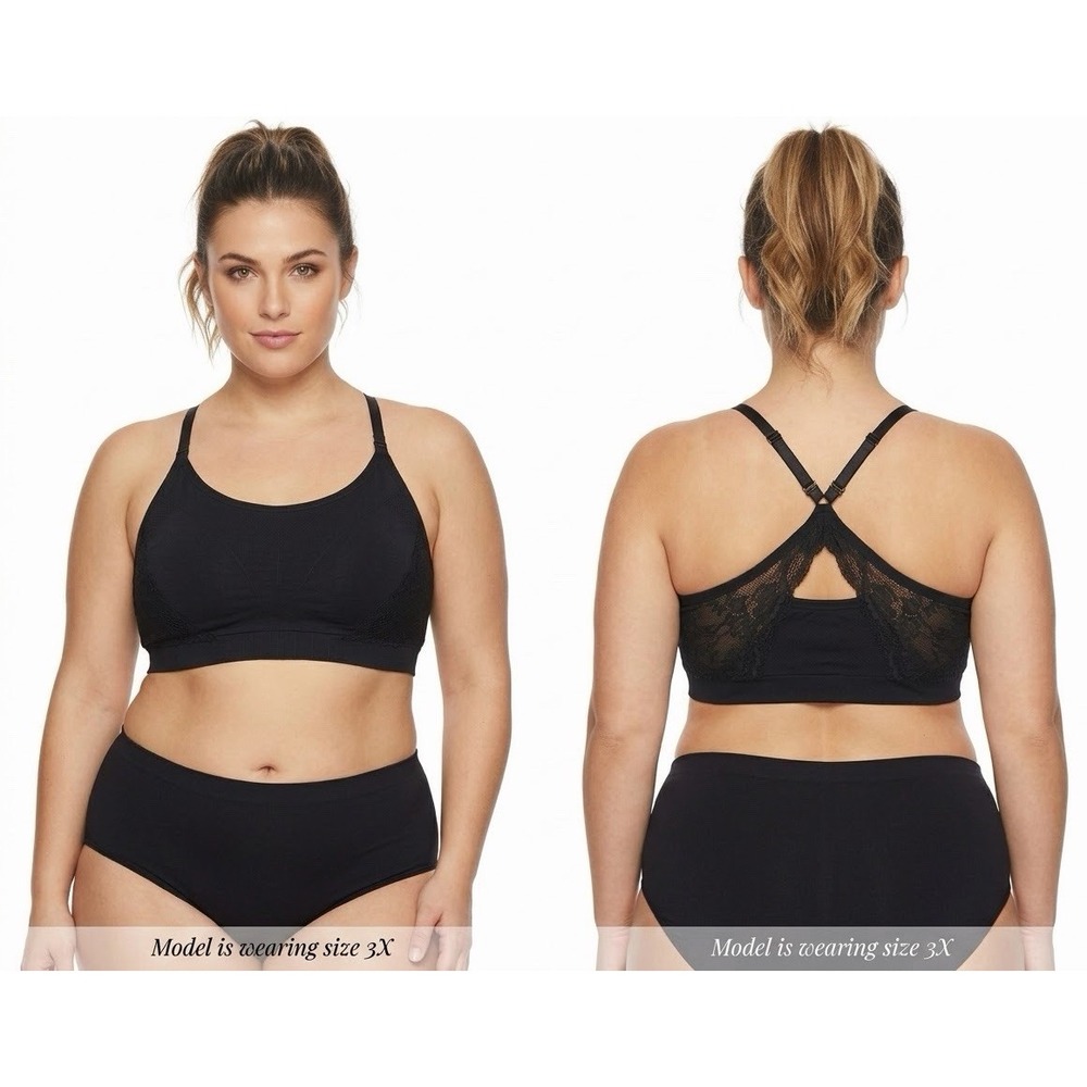 Torrid Curve Size 3 Black Seamless Lace Racerback Bralette Wireless Bra